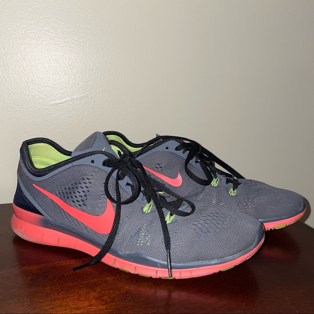 Nike Free TR Fit 5 Training Shoes - Size 8 - Gray/Lime/Peach
